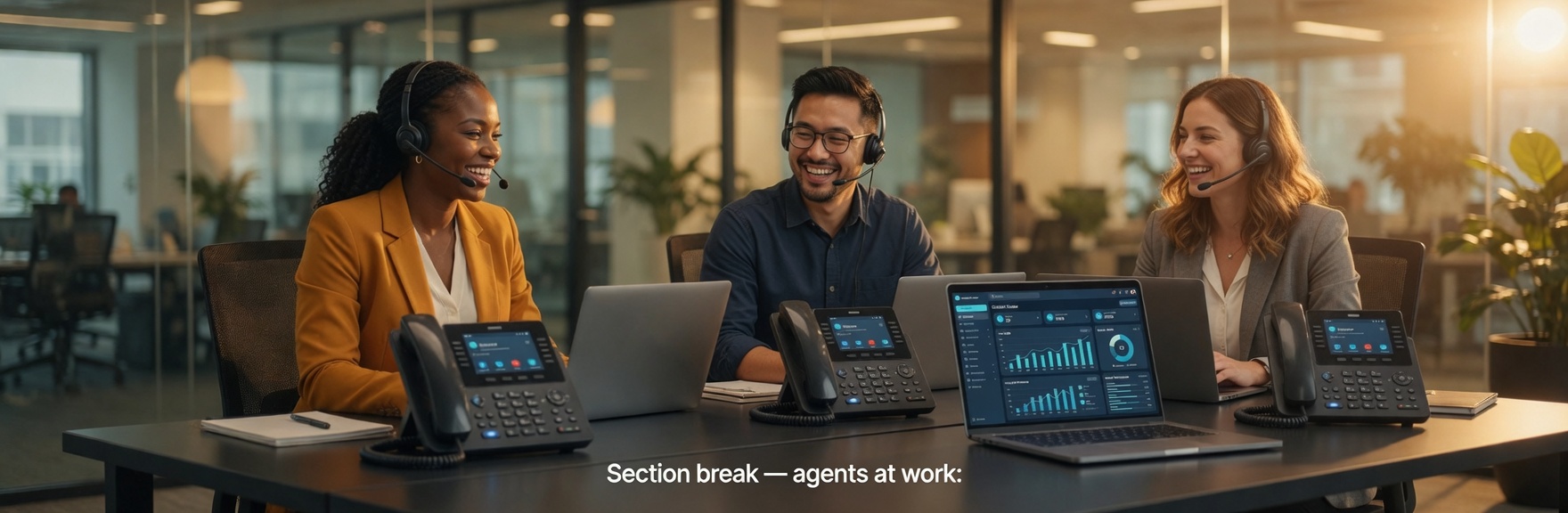 Call center agents at work
